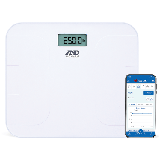A & D Medical Health Monitoring A&D Wide Base Wireless Scale  - up to 550 lbs.