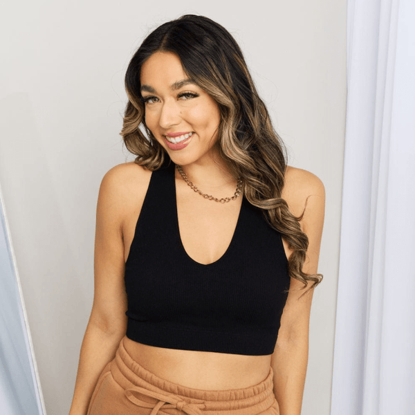 Trendsi Hospital Stay Must Haves Zenana Ribbed Racerback Sports Bra in Black